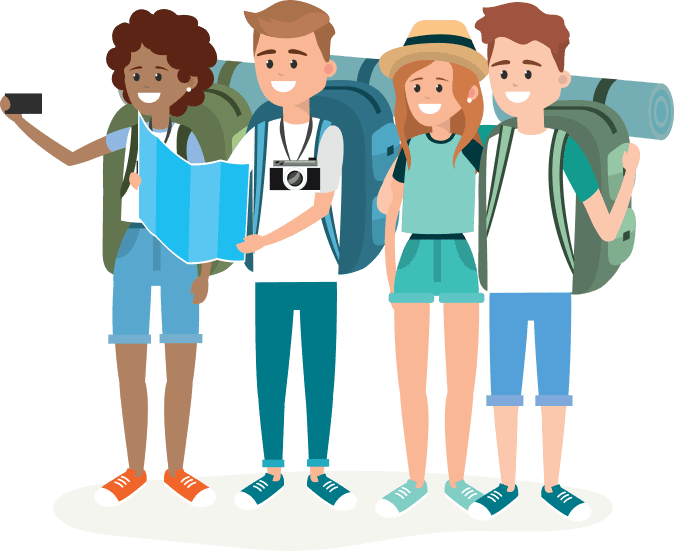 Traveler with orange suitcase